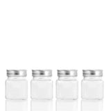 4 Pack Square Glass Jar 280mL Silver Lid