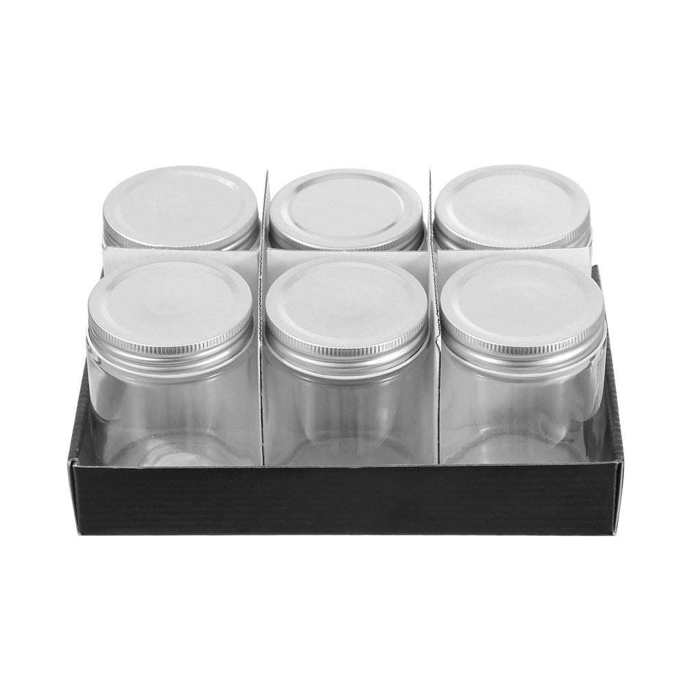 6 Pack Capri Glass Preserve Jar 300ml Silver Lid