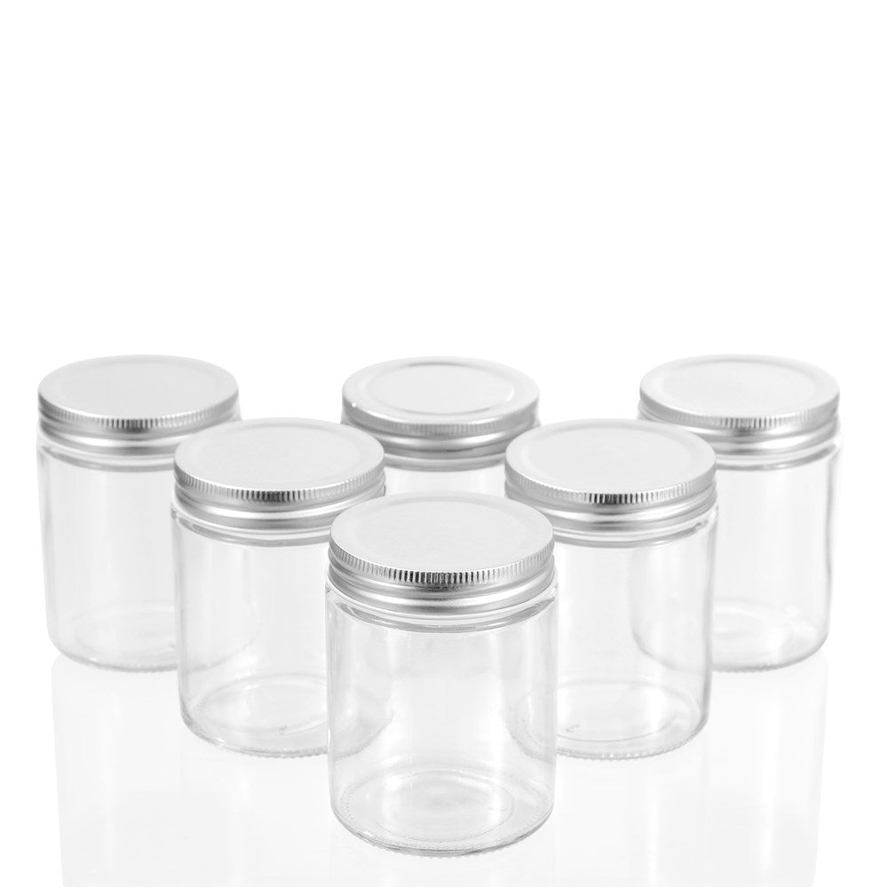 6 Pack Capri Glass Preserve Jar 300ml Silver Lid