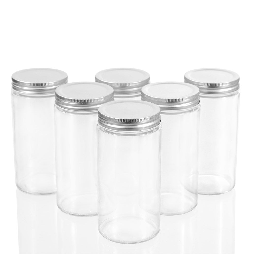6 Pack Capri Glass Preserve Jar 500ml Silver Lid