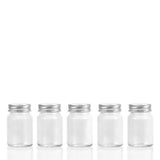5 Pack Mini Round Glass Jar 50ml Silver Lid