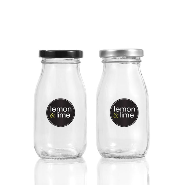 2 Pack Glass Milk Bottle 200ml Assorted