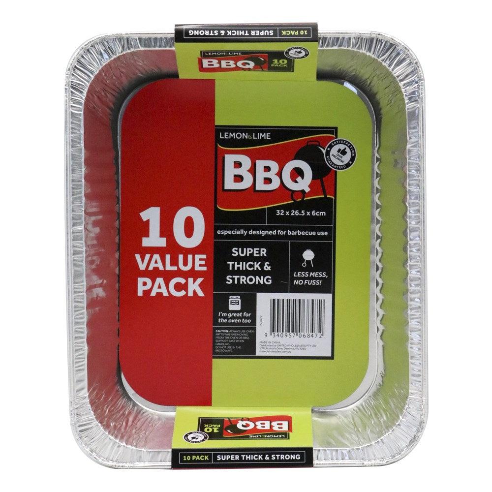 10 Pack Rectangular Foil Tray 32 x 26cm