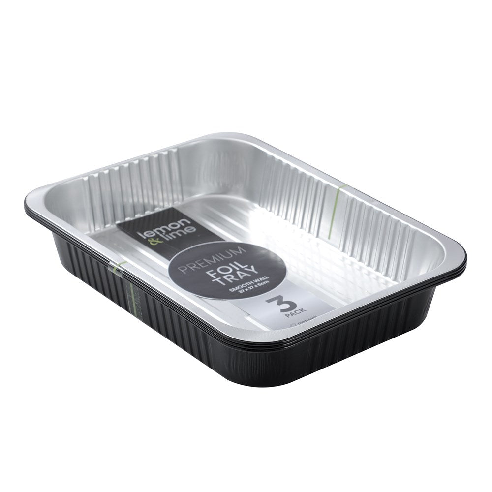 3 Pack Two-Tone Foil Container 37cm x 27cm x 6cm