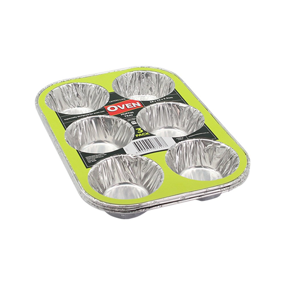 3 Pack Foil Muffin Tray 28cm x 19cm