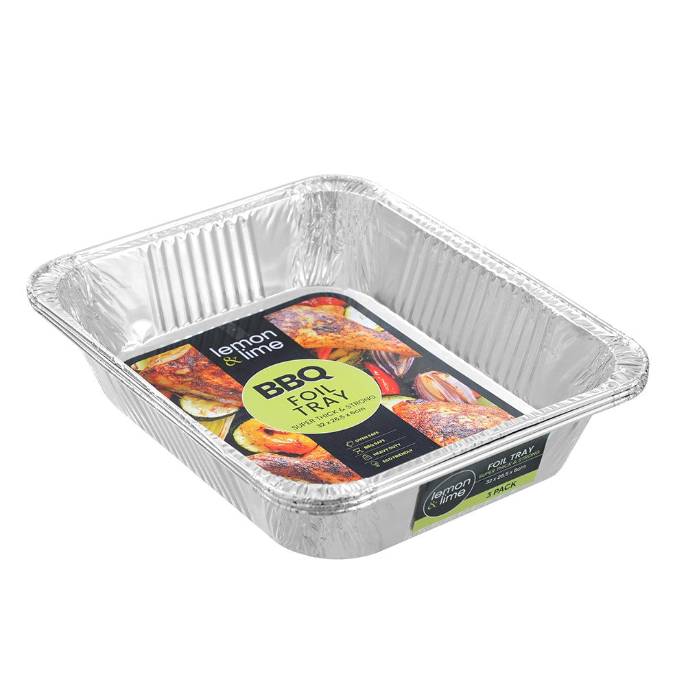 Foil Tray Rectangular 32 x 26cm - 3 Pack