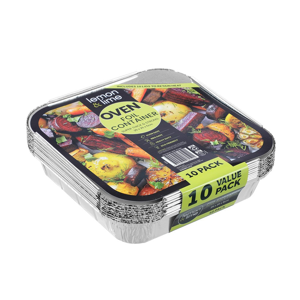 Foil Tray with Lid 25 x 25cm - 10 Pack