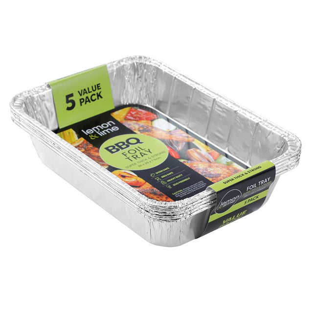 5 Pack Deep Baking Foil Tray 36cm x 29cm x 7.5cm