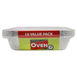 10 Pack Foil Container with Lid 32 x 26 x 5.5cm