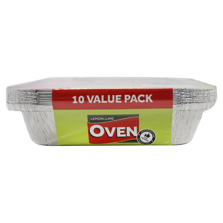 10 Pack Foil Container with Lid 32 x 26 x 5.5cm