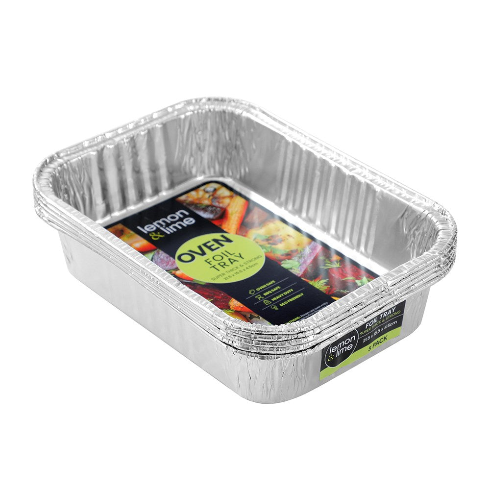 Foil Rectangular Oven Tray/Container - 5 Pack