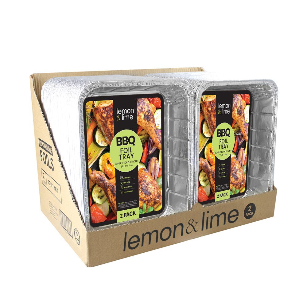 2 Pack Rectangle Foil Tray 37 x 27 x 7cm