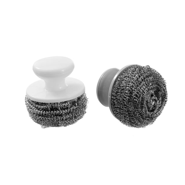2 Pack Stainless Steel Scourer With Handle