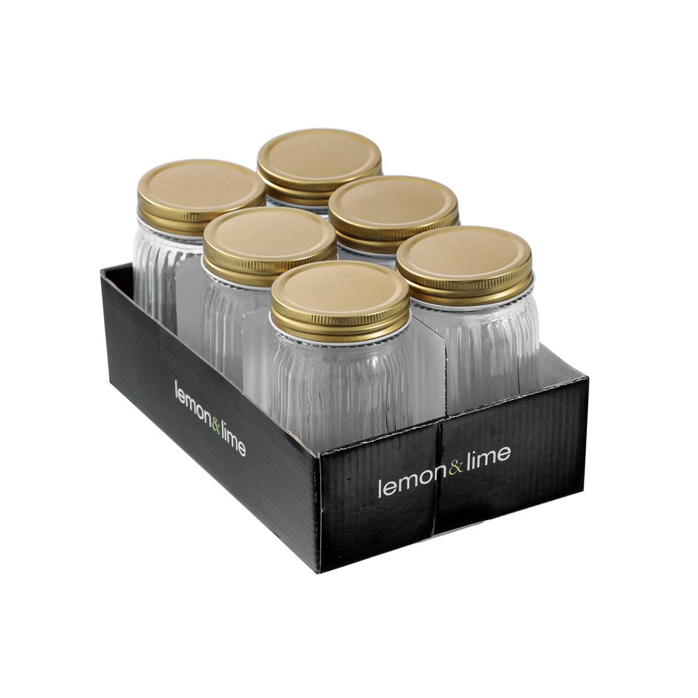 6 Pack Roma Ribbed Conserve Jar 450ml