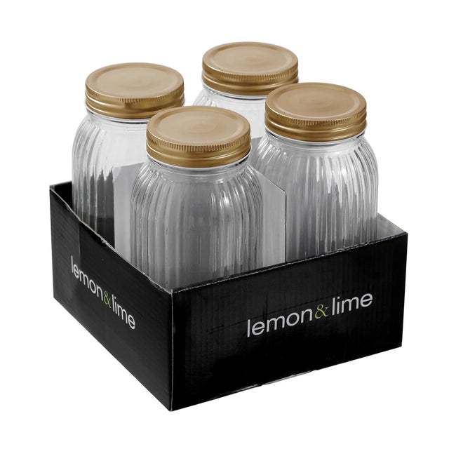 4 Pack Roma Ribbed Conserve Jar 800ML