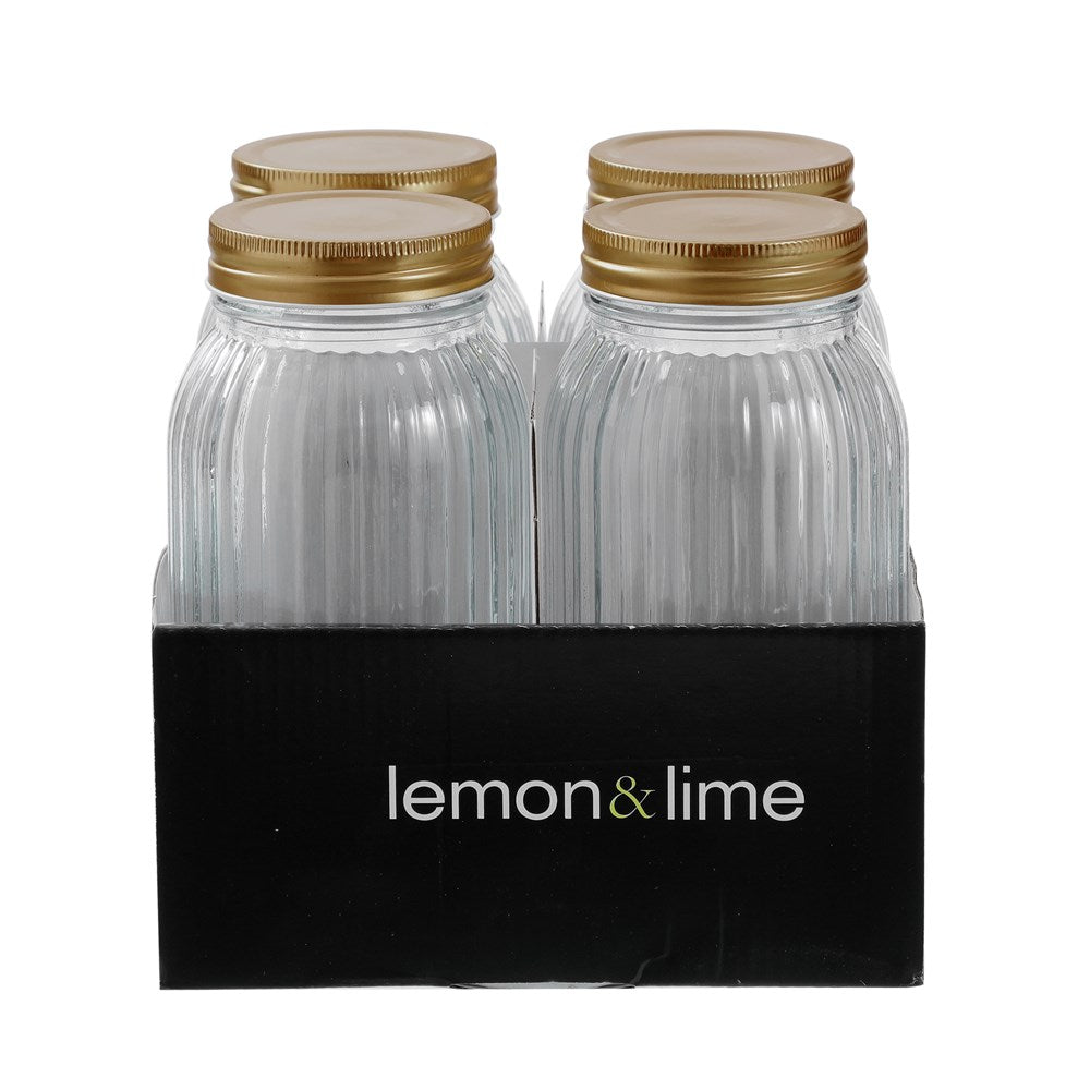 4 Pack Roma Ribbed Conserve Jar 800ml