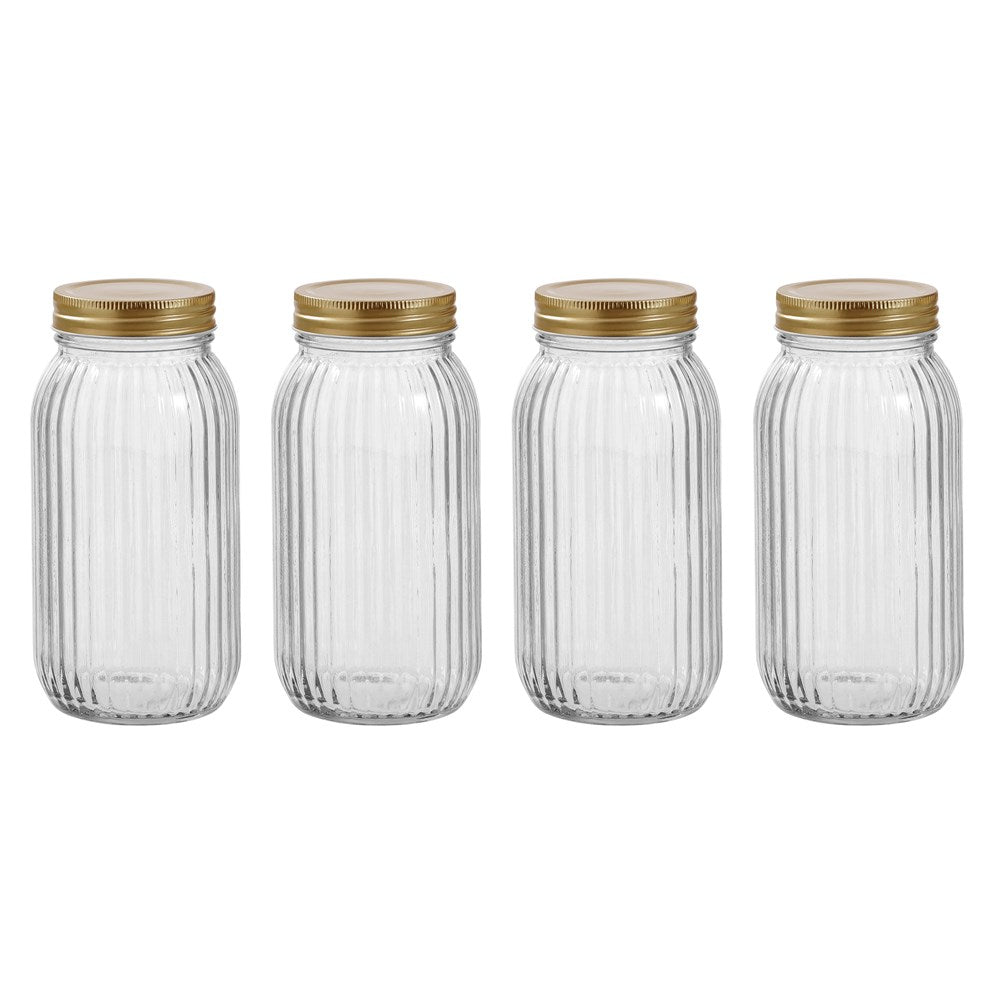 4 Pack Roma Ribbed Conserve Jar 800ml