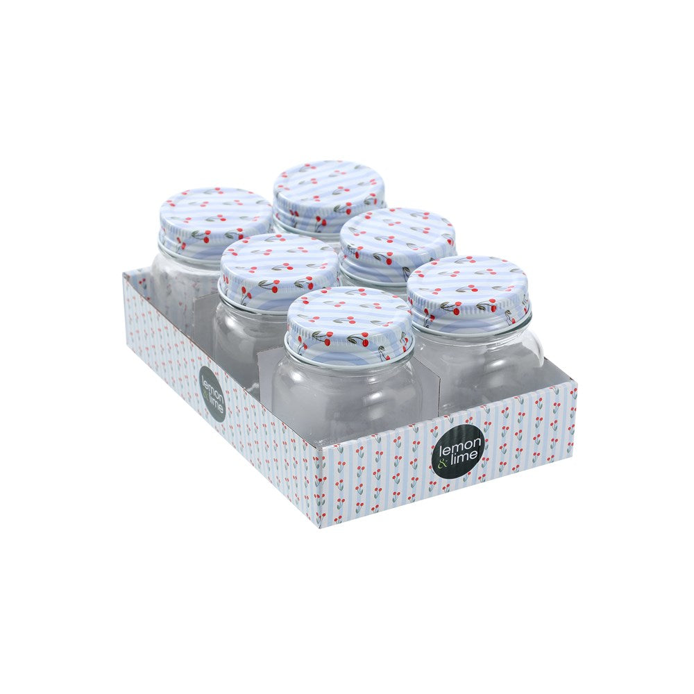 6 Pack Cherry Stripe Deco Conserve Jar 180ML