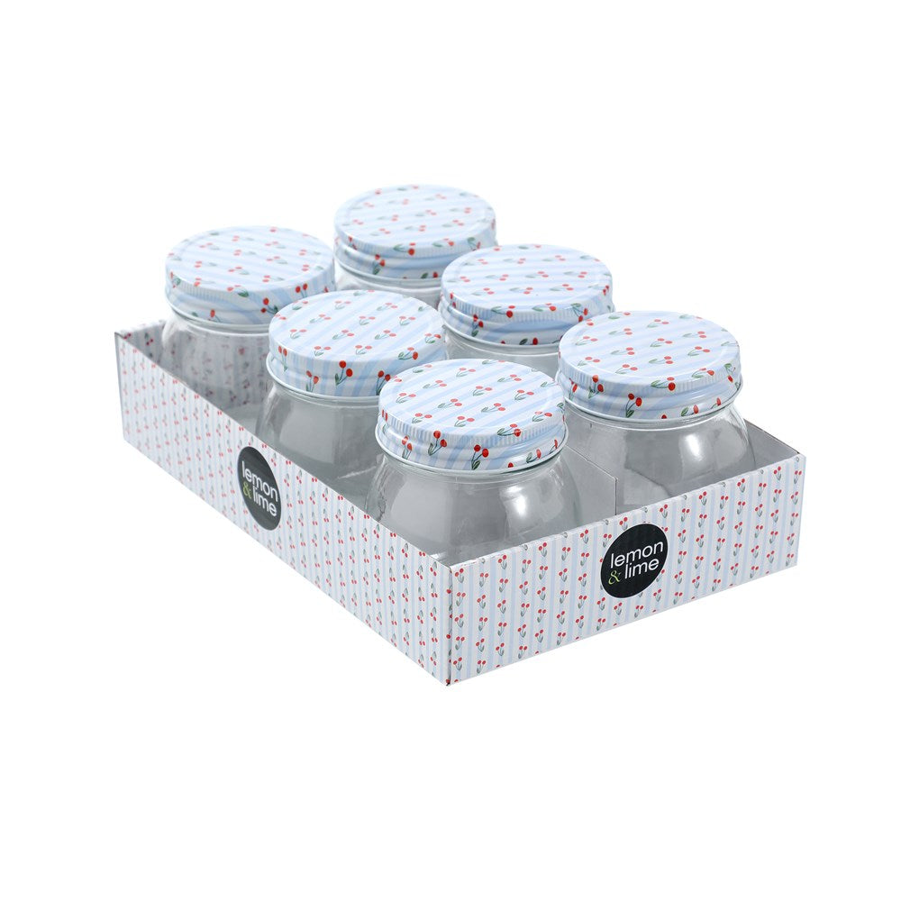 6 Pack Cherry Stripe Deco Conserve Jar 300ML