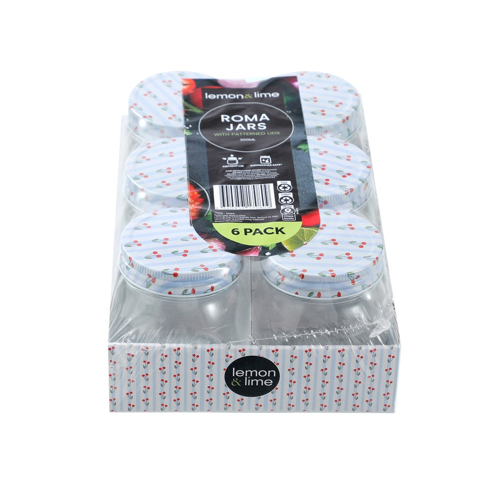 6 Pack Cherry Stripe Deco Conserve Jar 300ml