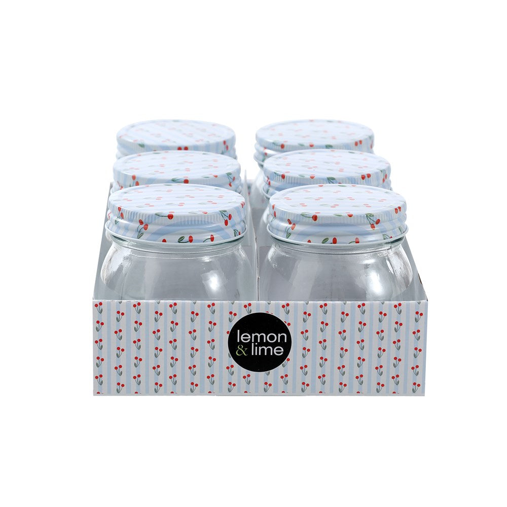 6 Pack Cherry Stripe Deco Conserve Jar 300ml