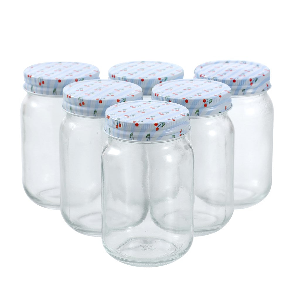 6 Pack Cherry Stripe Deco Conserve Jar 500ml