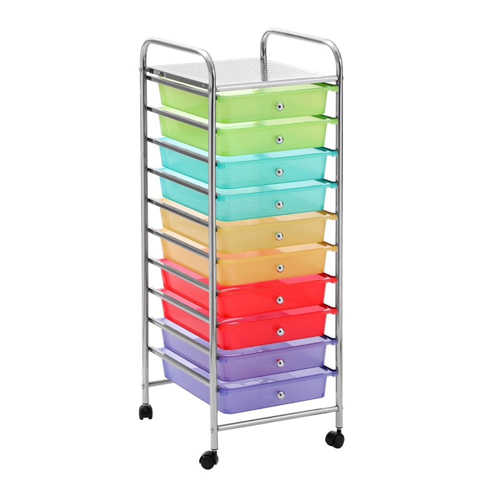 10 Drawer Storage Trolley with Wheels 32cm x 36.5cm x 90cm