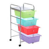 4 Drawer Storage Trolley with Wheels Neon 32 x 36.5 x 76cm