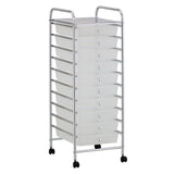 10 Drawer Storage Trolley with Wheels Translucent 32 x 36.5 x 90cm