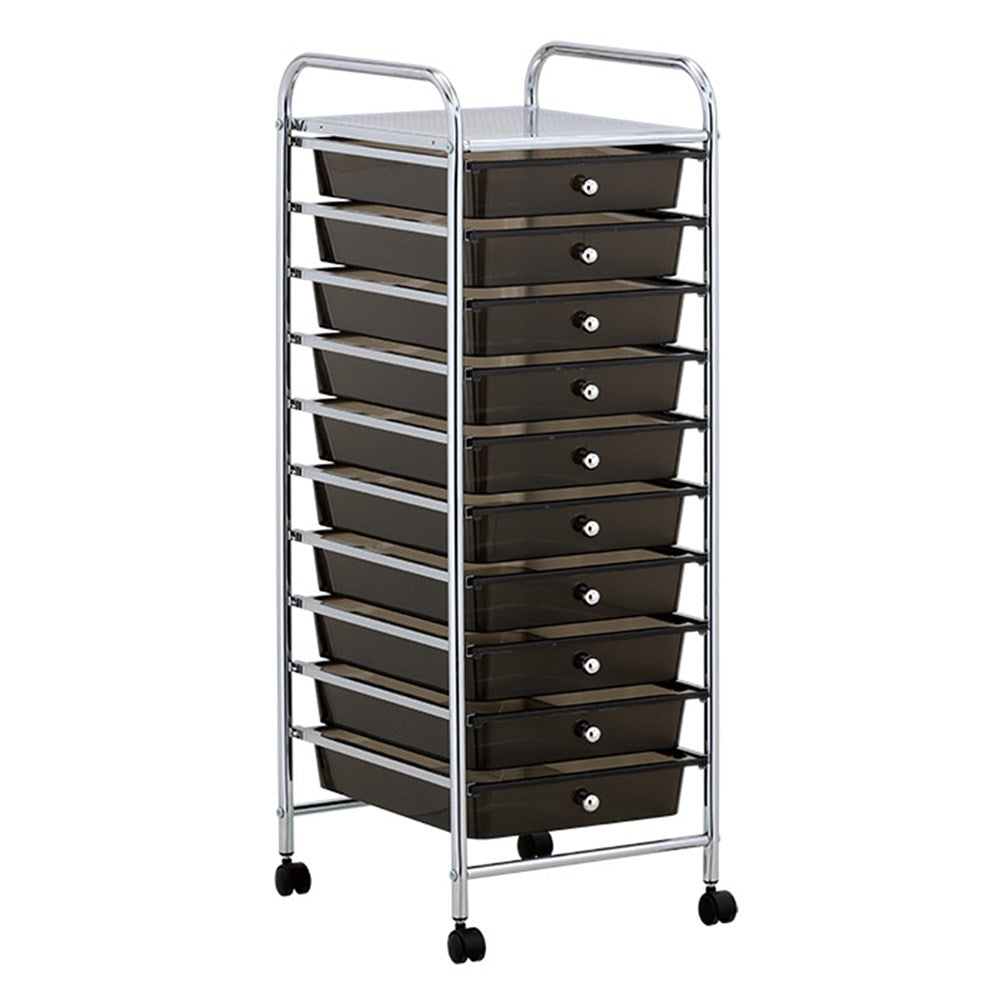 10 Drawer Storage Trolley with Wheels Black 32 x 36.5 x 90cm