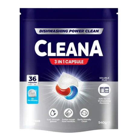 Cleana 3 in 1 Dishwashing Tablets - 36 Pack
