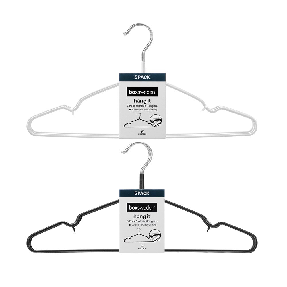 5 Pack Metal Non Slip Clothes Hangers 2 Assorted