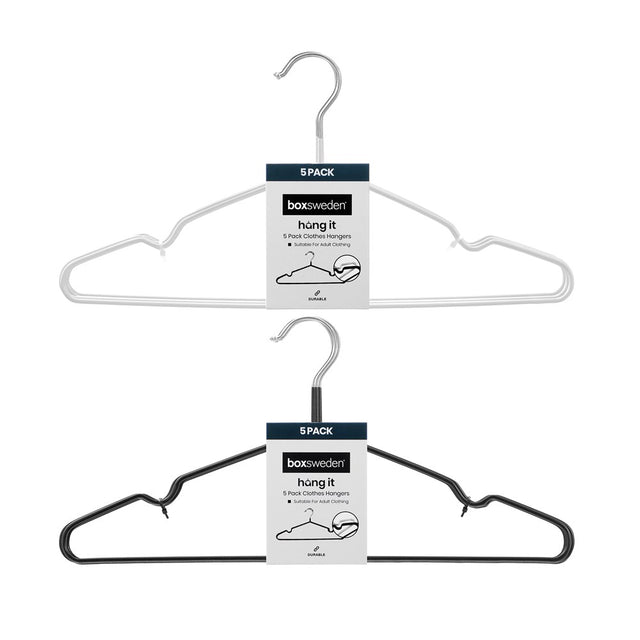 5 Pack Metal Non Slip Clothes Hangers 2 Assorted