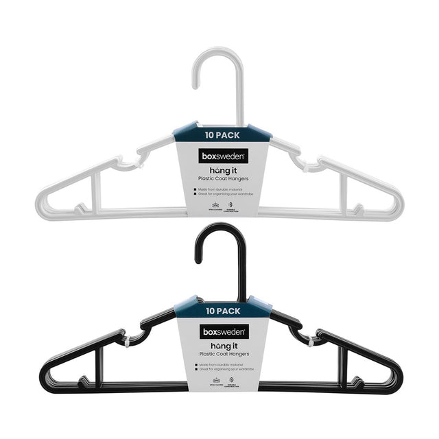 10 Pack Plastic Hangers 39.5cm Assorted