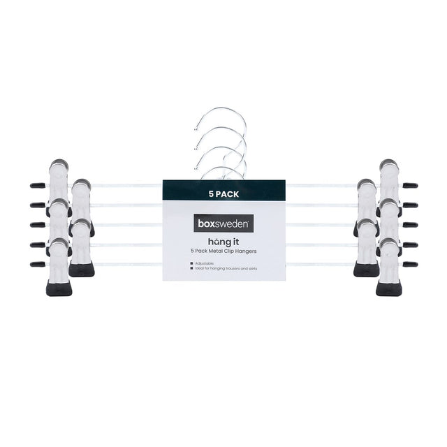 5 Pack Metal Adjustable Clip Hangers 35cm