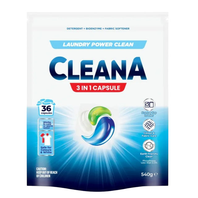 Cleana 3 in 1 Laundry Pods - 36 Pack