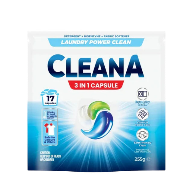 Cleana 3 in 1 Laundry Capsules - 17 Pack