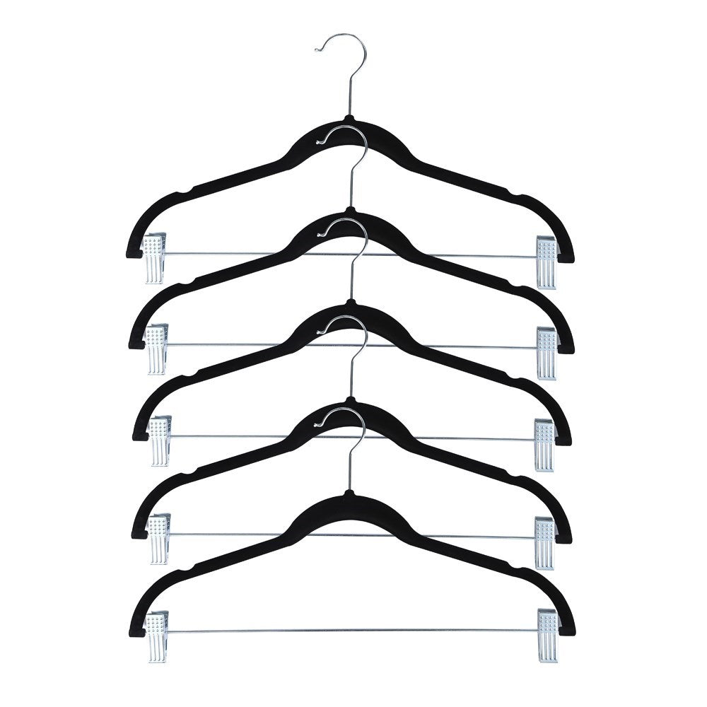 5 Pack Velvet Hangers With Clips 42cm