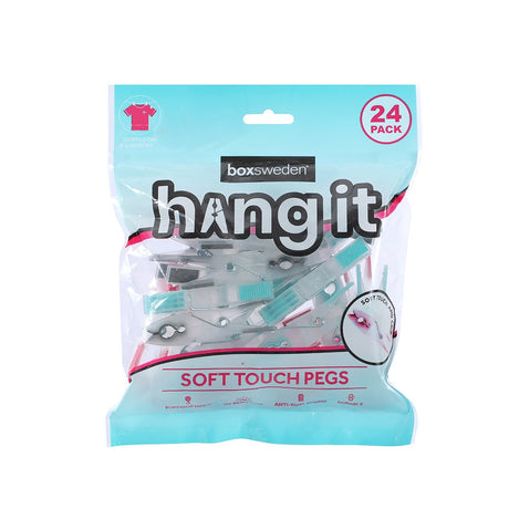 24 Pack Soft Touch Square Clothes Pegs