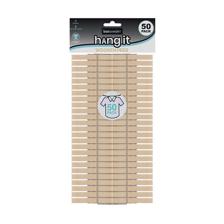 50 Pack Wooden Clothes Pegs 7.5cm