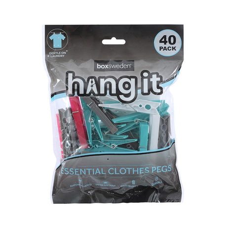 40 Pack Essential Clothes Pegs