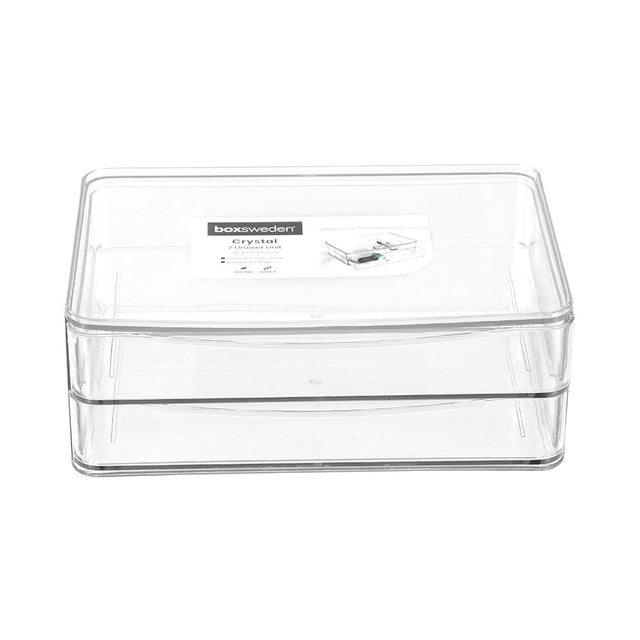 Crystal 2 Drawer Storage Unit 25cm x 17.5cm x 9.5cm