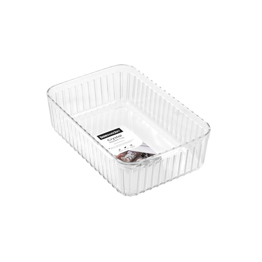 Crystal Ribbed Tray 22cm x 15cm x 6.5cm