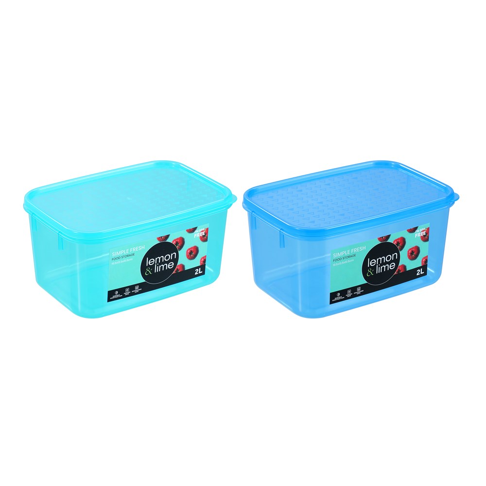 2 Pack Simple Fresh Food Container 2L Assorted