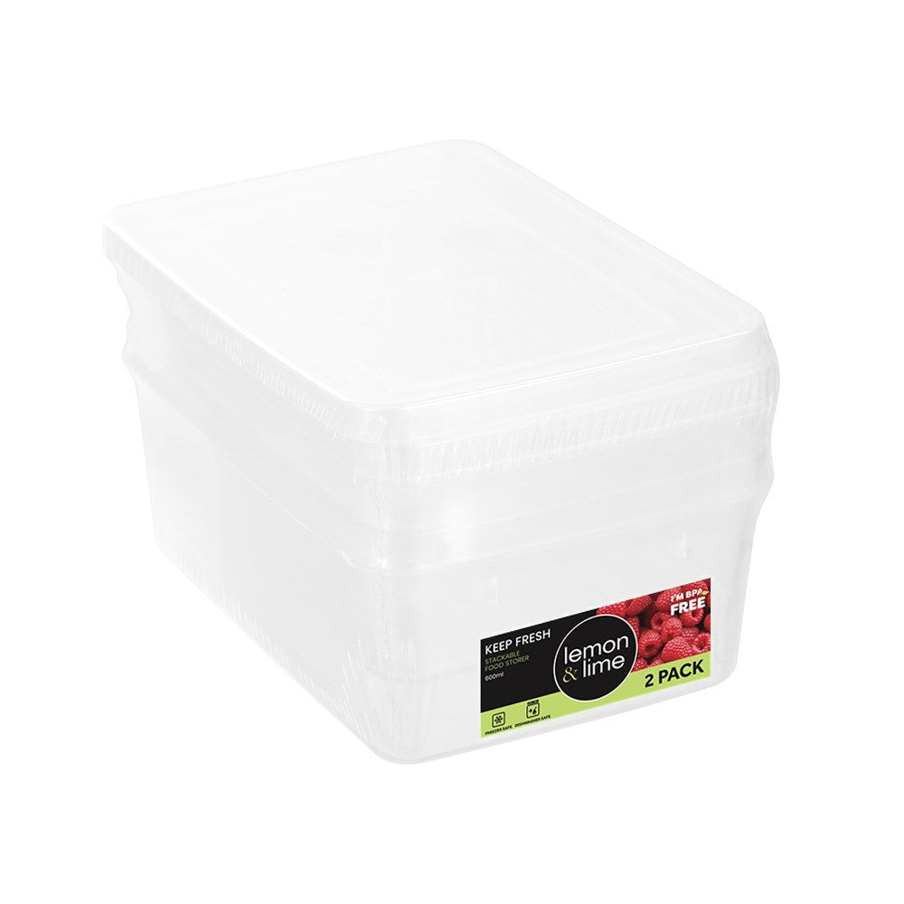 2 Pack Keep Fresh Food Storage Container 600ml