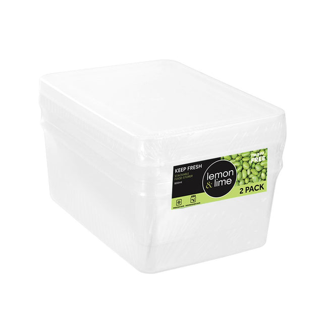 2 Pack Keep Fresh Food Storage Container 900ml