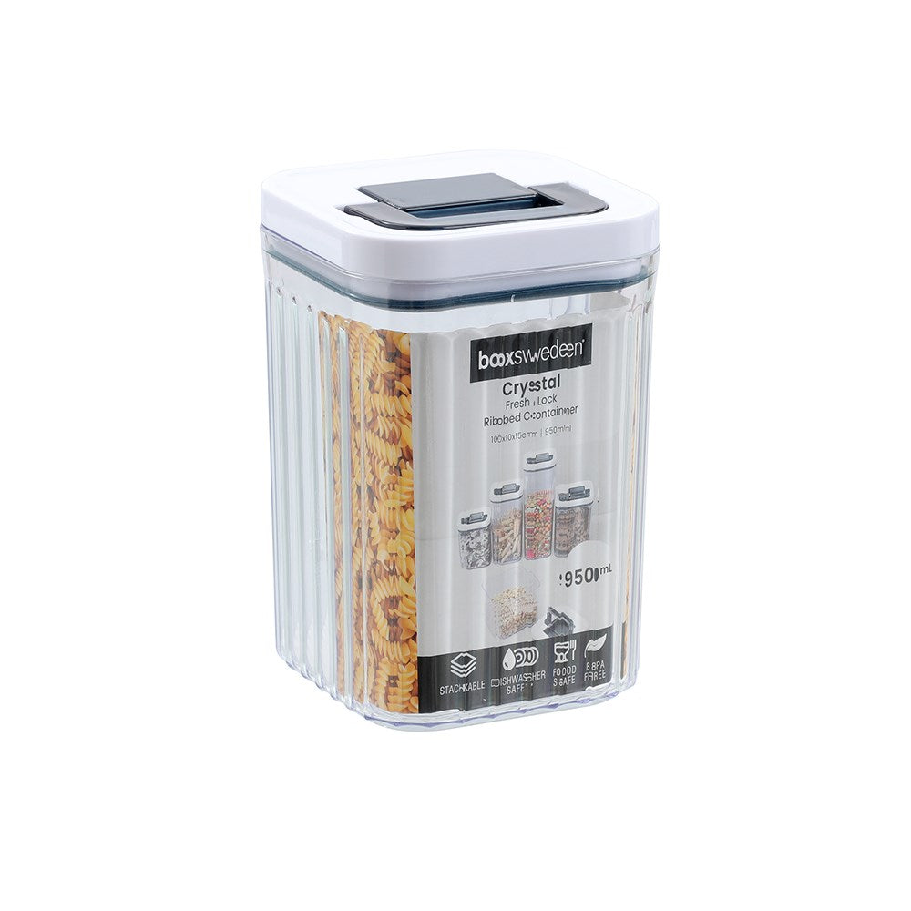Crystal Ribbed Fresh Lock Container 950ml