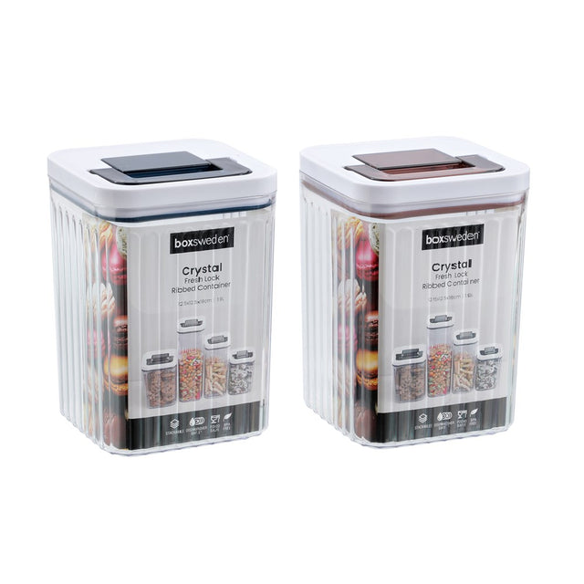 Crystal Ribbed Fresh Lock Container 1.9L