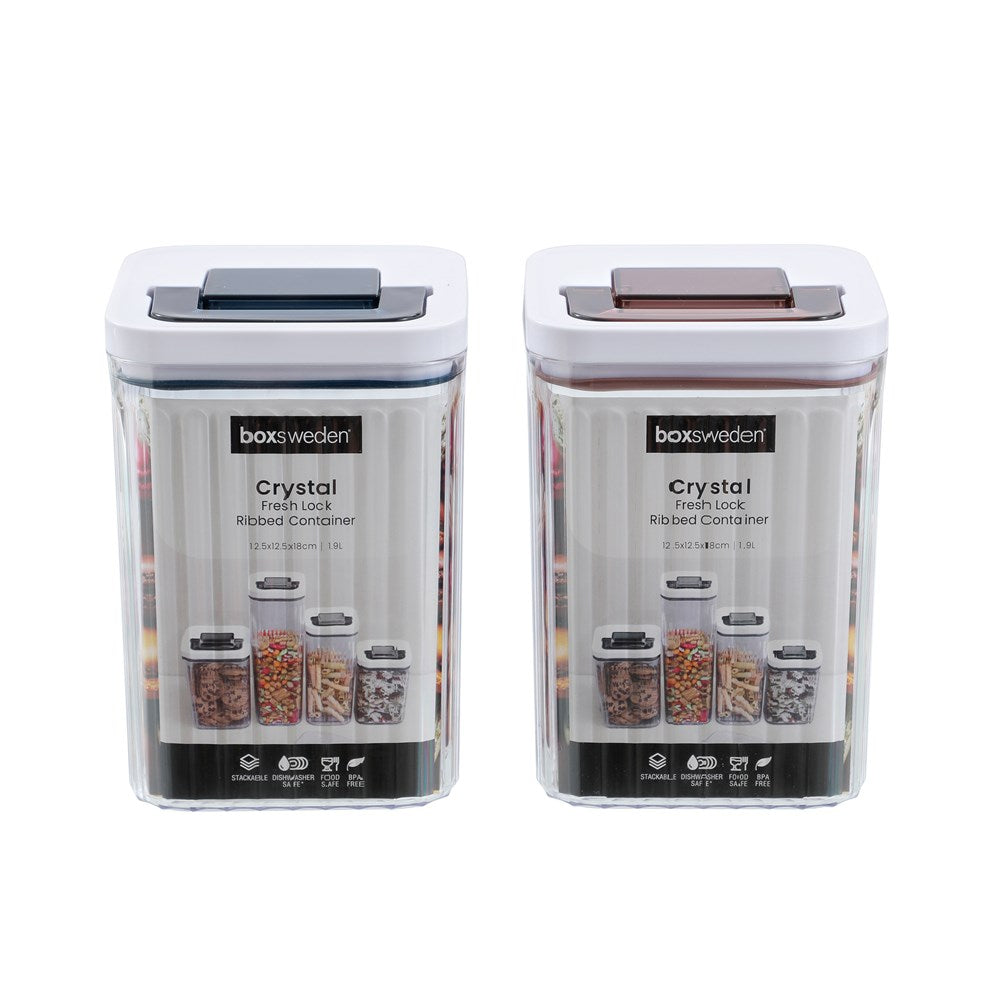 Crystal Ribbed Fresh Lock Container 1.9L