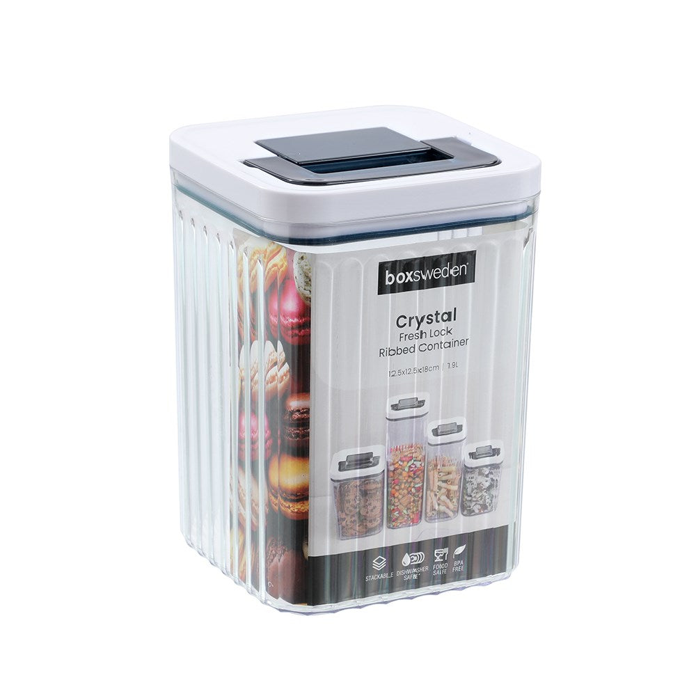 Crystal Ribbed Fresh Lock Container 1.9L